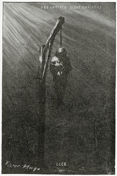 Die Hinrichtung von John Brown, 19. Jahrhundert (Schwarz-Weiß-Stich) von Victor Hugo