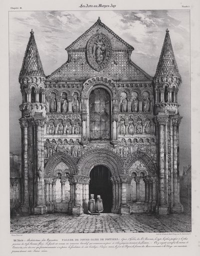 Romanische Fassade der Kirche Notre Dame la Grande, Poitiers, Frankreich von Victor Jean Baptiste (after) Petit