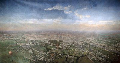 Gesamtansicht von Paris aus einem Heißluftballon, 1855 von Victor Navlet