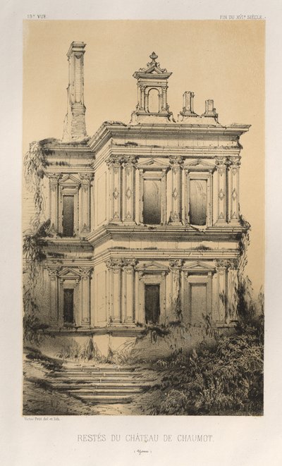 ...Pl. 19, Reste des Schlosses von Chaumot Yonne, 1860 von Victor Petit