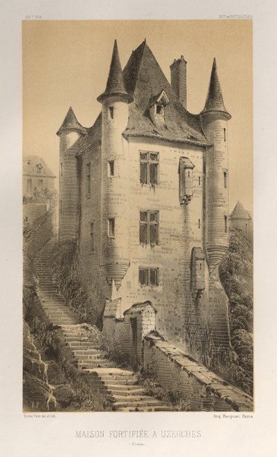Pl. 60, Maison Fortifiée À Uzerches Corrèze, 1860 von Victor Petit