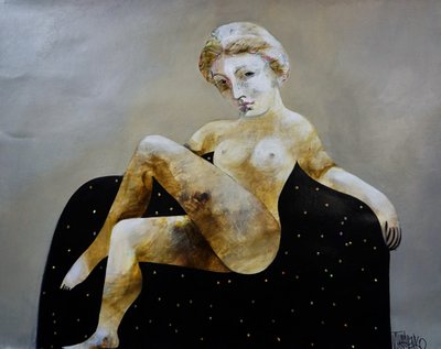 Ätherische sitzende Nackte von Victor Tkachenko