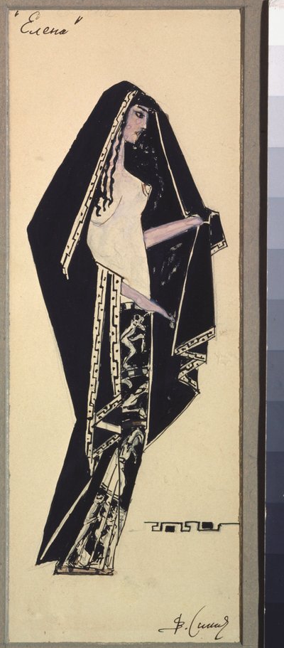 Vorbereitungskostüm für Helene für die "La Belle Helene" Opera Bouffe von Viktor Andreyevich Simov