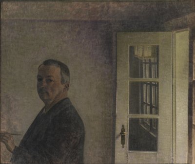Selbstporträt. Das Cottage Spurveskjul in Sorgenfri, nördlich von Kopenhagen von Vilhelm Hammershøi