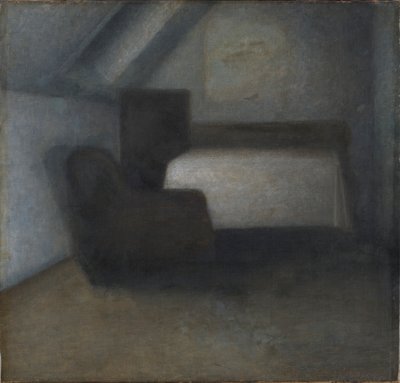 Dachzimmer mit Tisch und Stuhl von Vilhelm Hammershøi
