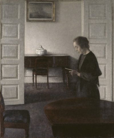 Interieur mit einer lesenden Dame von Vilhelm Hammershoi