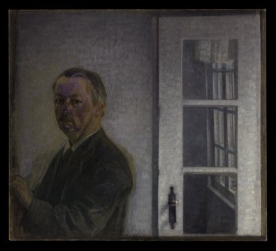 Selbstporträt in Spurveskjul von Vilhelm Hammershøi