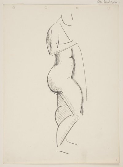 Stehende nackte Frau, Profil nach rechts, Draperie in der Hand von Vilhelm Lundstrøm