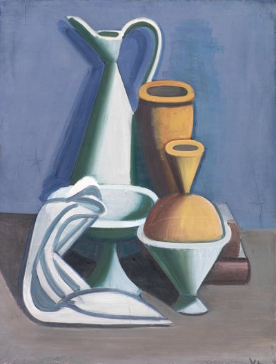 Stillleben mit Wasserkrug, Handtuch und Krügen von Vilhelm Lundstrøm