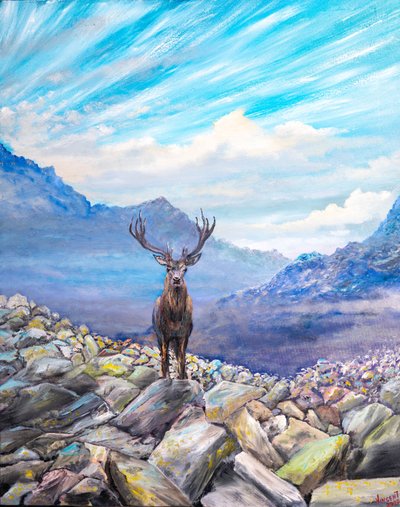 Hirsch! Treffen auf den Felsen, 2022 von Vincent Alexander Booth