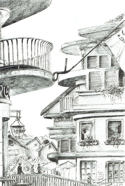 Café in Crans-Montana, Schweiz, 2009 von Vincent Alexander Booth