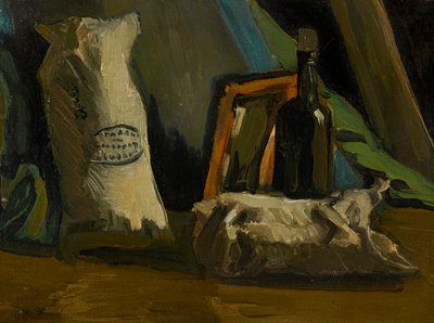 Stillleben mit einer Flasche und zwei Taschen, 1884 von Vincent van Gogh