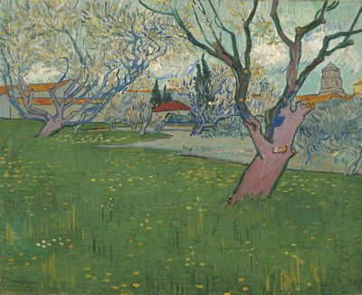 Obstgärten in Blüte, Blick auf Arles von Vincent van Gogh