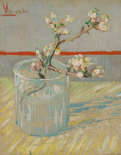 Blühender Mandelzweig in einem Glas von Vincent van Gogh
