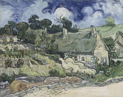 Reetgedeckte Häuser in Cordeville, 1890 von Vincent van Gogh