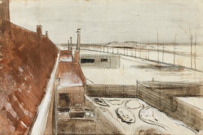 Blick aus dem Fenster von Vincents Atelier im Winter II (1883) von Vincent van Gogh
