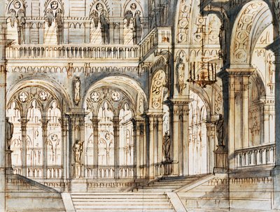 Bühnenbild für dritte Szene von Capuleti und Montecchi, Oper von Vincenzo Bellini, aufgeführt im La Fenice Theater in Venedig von Vincenzo Bellini