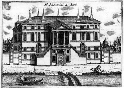Der Palazzo Foscarini in Stra bei Venedig in „Singolarita di Venezia“ von Vincenzo Coronelli von Vincenzo Maria Coronelli