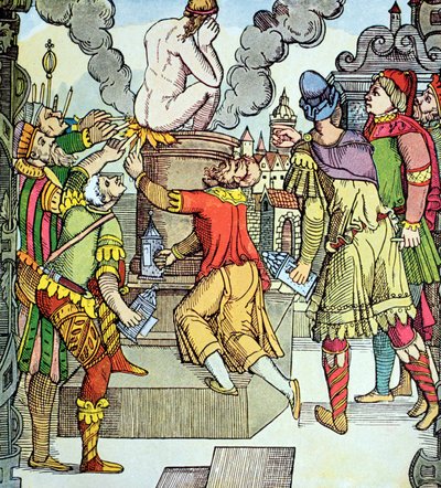 Virgils Rache, Holzschnitt aus dem 16. Jahrhundert von Virgil Solis von Virgilius the elder Solis