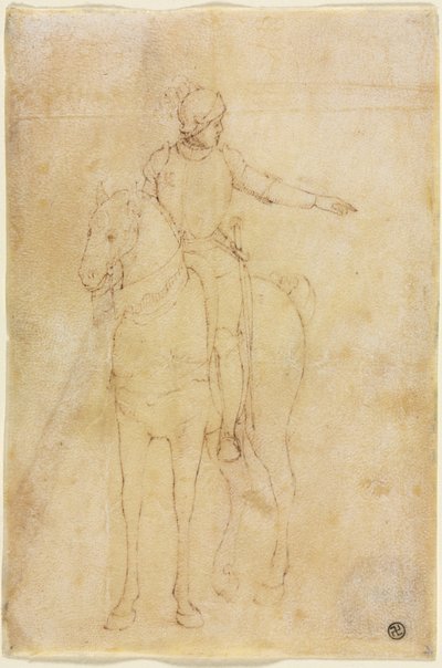 Gepanzerte Figur zu Pferd, ca. 1450 von Vittore Carpaccio