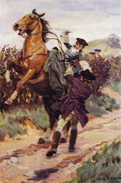 "Das ungestüme Tier warf seine schöne Last von seinem Rücken, und Jones fing sie in seinen Armen auf" von W.R.S. (after) Stott
