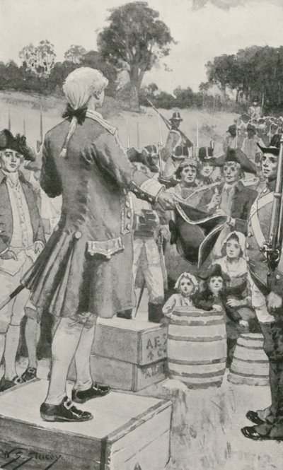 Gouverneur Phillip spricht zu den ersten australischen Siedlern bei der Landung in Sydney Cove von W.S. Stacey