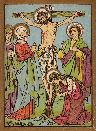 Die Kreuzigung unseres gesegneten Herrn (Farblithografie) von W.S. Stacey
