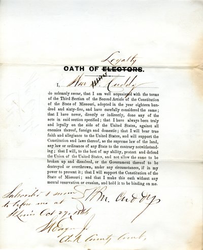Loyalitätseid von Wm. Cuddy aus Missouri, County of St. Louis von W. Cuddy