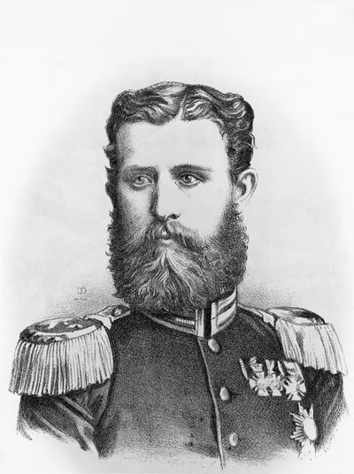 Porträt von Prinz Leopold von Hohenzollern-Sigmaringen (1835-1905), preußischer Kandidat für den spanischen Thron, Gravur von John Ward Dunsmore