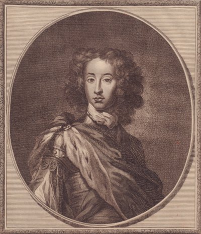 Porträt von William von Dänemark und Norwegen, Herzog von Gloucester (1689-1700), Kupferstich von John Goldar (1729-1795) nach einem Gemälde von G. Kneller, 20x17 cm, aus der Geschichte Englands von Paul de Rapin, Harrison