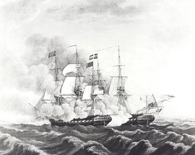 USS Constitution und HMS Guerriere von John Ward Dunsmore