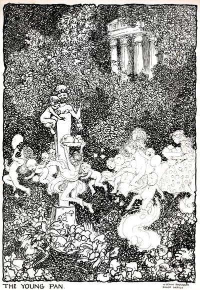 Der junge Pan - Stufe Eins, um 1920 von William Heath Robinson