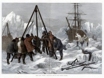 Arktisches Leben, einen Weg aus dem Eis schneiden aus den Winterquartieren, 1875 von W. Palmer