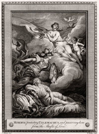 Minerva schützt Telemach und bewahrt ihn vor den Pfeilen der Liebe, 1775 von W. Walker