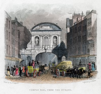 Temple Bar, vom Strand aus, London, 1829 von W. Wallis