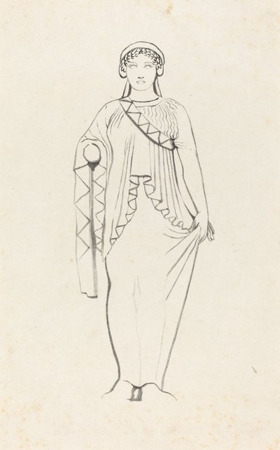 Statue auf dem Giebel über der Westfront eines Tempels in Ägina von W. Walton after John Flaxman