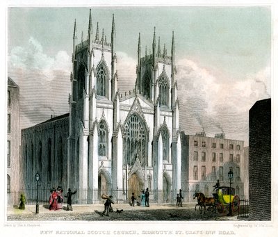 Neue National Scotch Kirche, Sidmouth Street und Grays Inn Road, London, 1829 von W Watkins