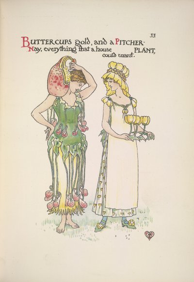 Butterblumen und Kannenpflanze. Zwei junge Frauen von Walter Crane