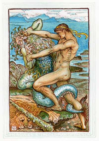Herkules und der alte Mann des Meeres von Walter Crane