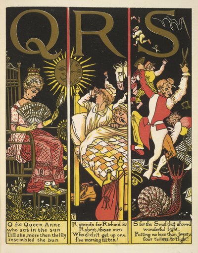 QRS- Q für Queen Anne; R steht für Richard & Robert; und S für die Schnecke von Walter Crane