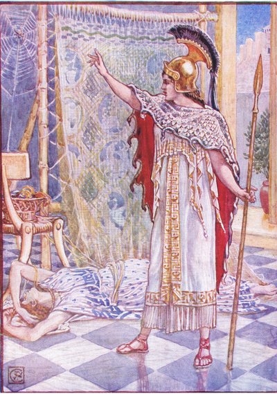 Sie verwandelte sie in eine Spinne, Illustration aus Die Geschichte Griechenlands, 1930er Jahre von Walter Crane