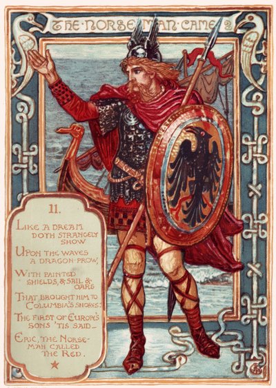 Der Norseman. Aus: Columbias Courtship: A Picture History of the United States, 1893 von Walter Crane