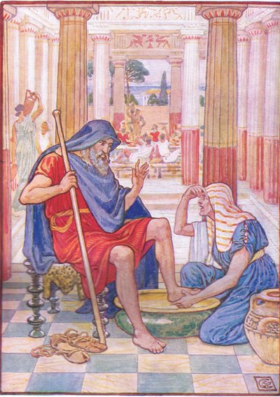 Ja, wahrlich, du bist Odysseus, Illustration aus Die Geschichte Griechenlands, 1930er Jahre von Walter Crane