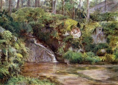Ein Steingarten in Nikko mit Kwannon-Statue von Walter Frederick Roofe Tyndale