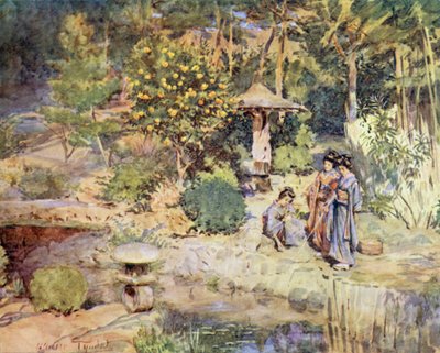 Goldfischangeln bei einem Winterfest, Atami von Walter Frederick Roofe Tyndale