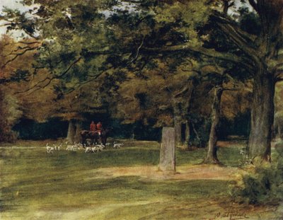 Der New Forest: Der Rufus-Stein (Farblithografie) von Walter Frederick Roofe Tyndale