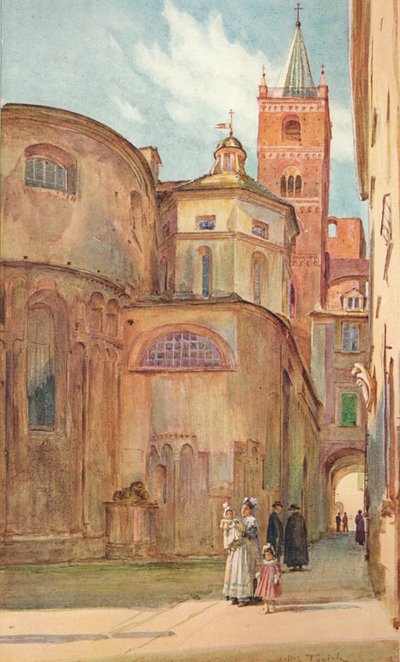 Die romanische Kirche in Albenga, ca. 1910, 1912 von Walter Frederick Roofe Tyndale