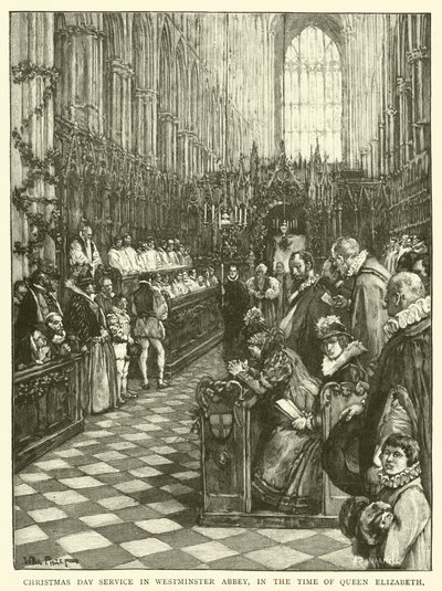 Weihnachtsgottesdienst in der Westminster Abbey zur Zeit von Königin Elisabeth von Walter Paget