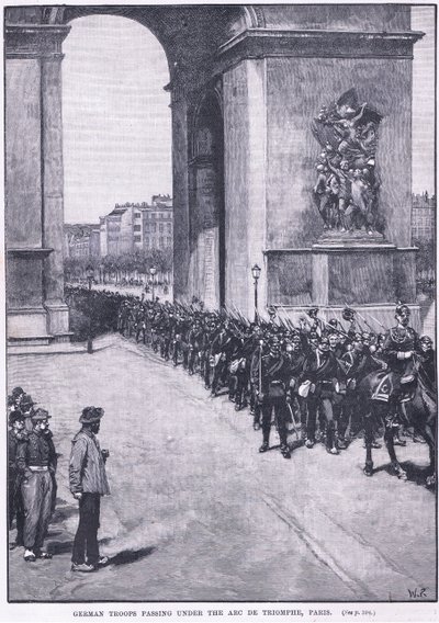 Deutsche Truppen marschieren unter dem Arc de Triomphe 1871 n. Chr. von Walter Paget