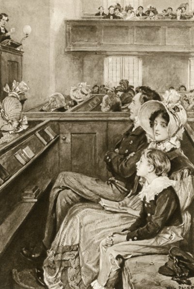 John Ruskin als Junge, der dem Prediger zusieht von Walter Paget